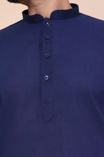 Men's navy blue cotton kurta