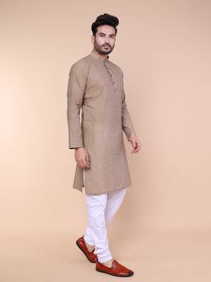 Men's grey cotton kurta 2