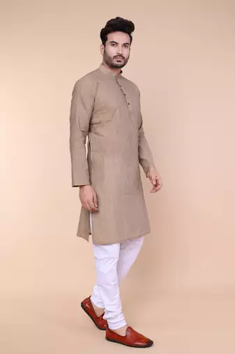 Men's grey cotton kurta