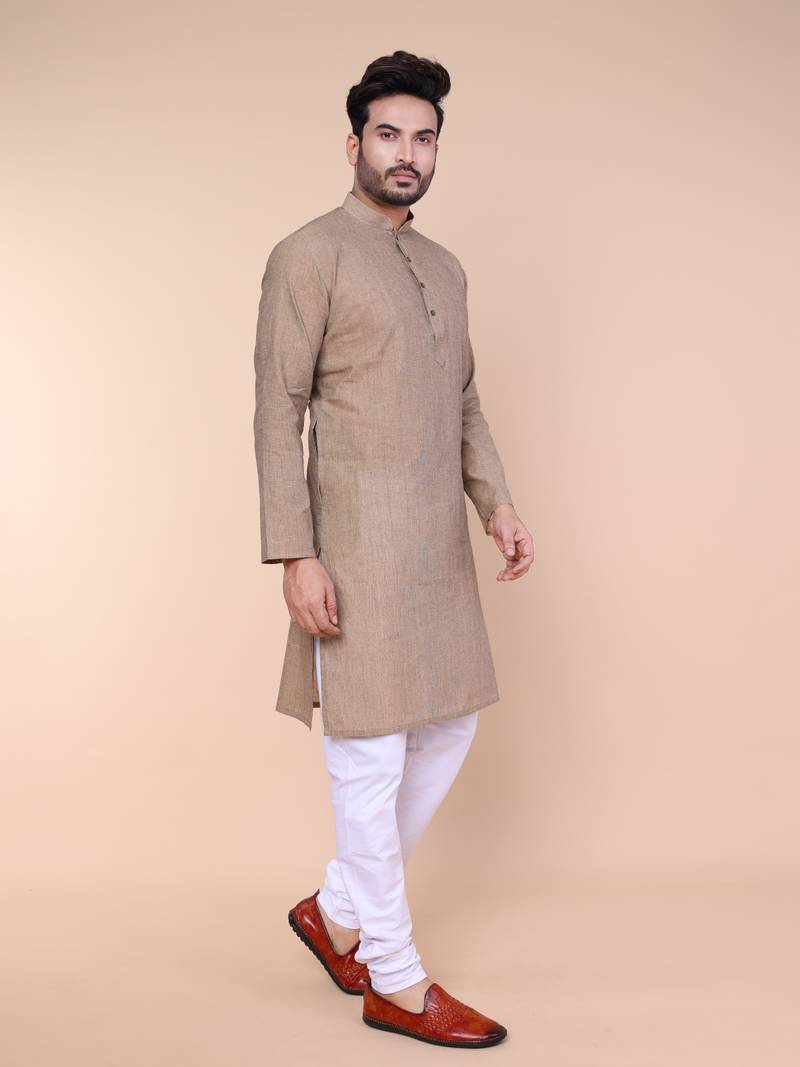 Men's grey cotton kurta