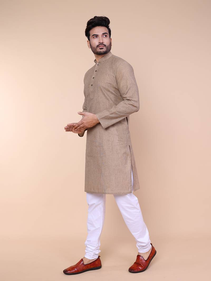 Men's grey cotton kurta