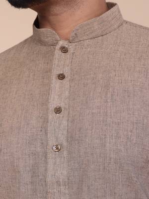 Men's grey cotton kurta 4