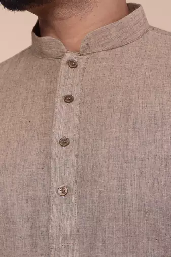Men's grey cotton kurta