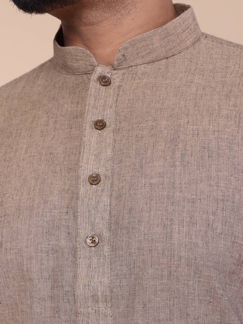 Men's grey cotton kurta