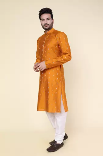 Men's rust silk kurta