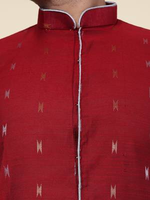 Men's maroon silk kurta 4