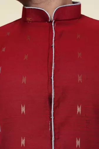 Men's maroon silk kurta