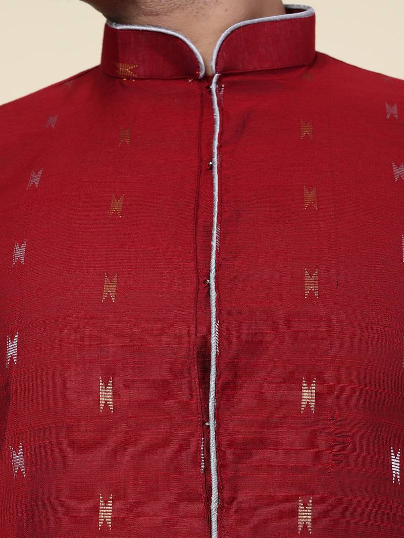 Men's maroon silk kurta