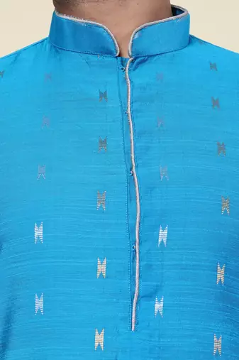 Men's aqua silk kurta
