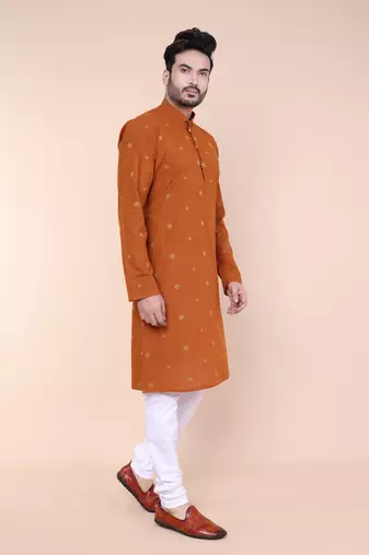 Men's rust cotton kurta
