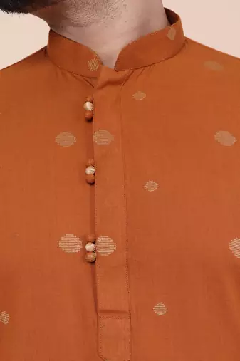 Men's rust cotton kurta
