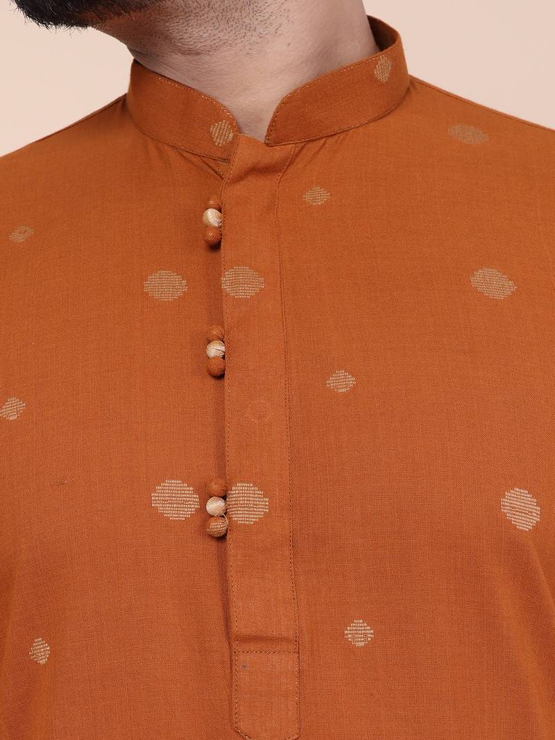 Men's rust cotton kurta