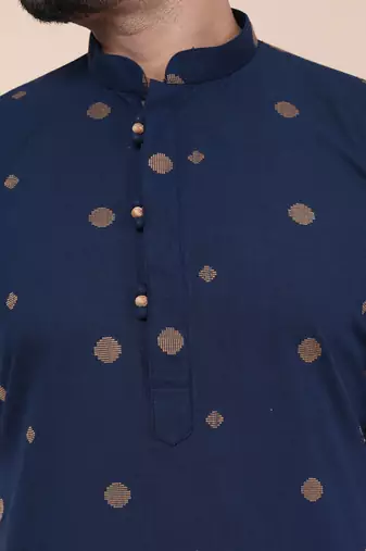 Men's navy blue cotton kurta