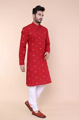Men's maroon cotton kurta