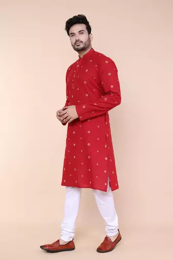 Men's maroon cotton kurta