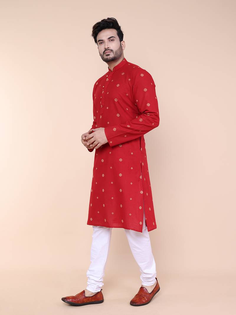 Men's maroon cotton kurta