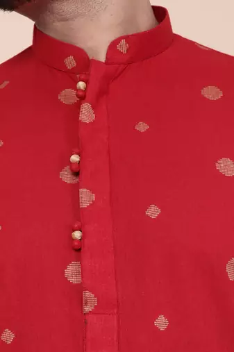 Men's maroon cotton kurta
