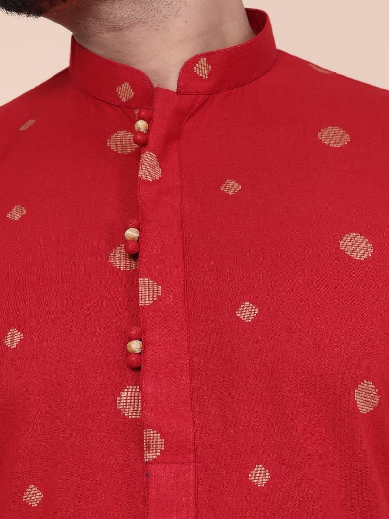 Men's maroon cotton kurta