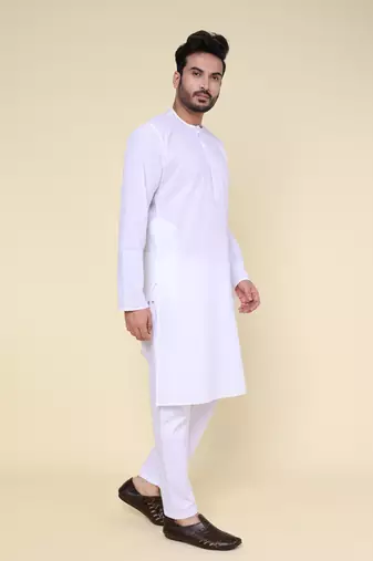 Men's white cotton kurta