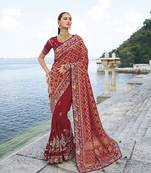 Kanjivaram silk Blend maroon embroidered classic saree