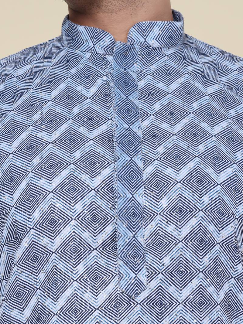 Men's grey silk blend kurta