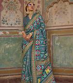 Silk Blend patola print saree in teal