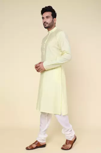 Men's yellow art silk kurta