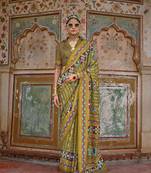 Silk Blend patola print saree in olive