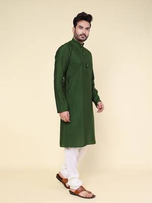 Men's mint green art silk kurta 2