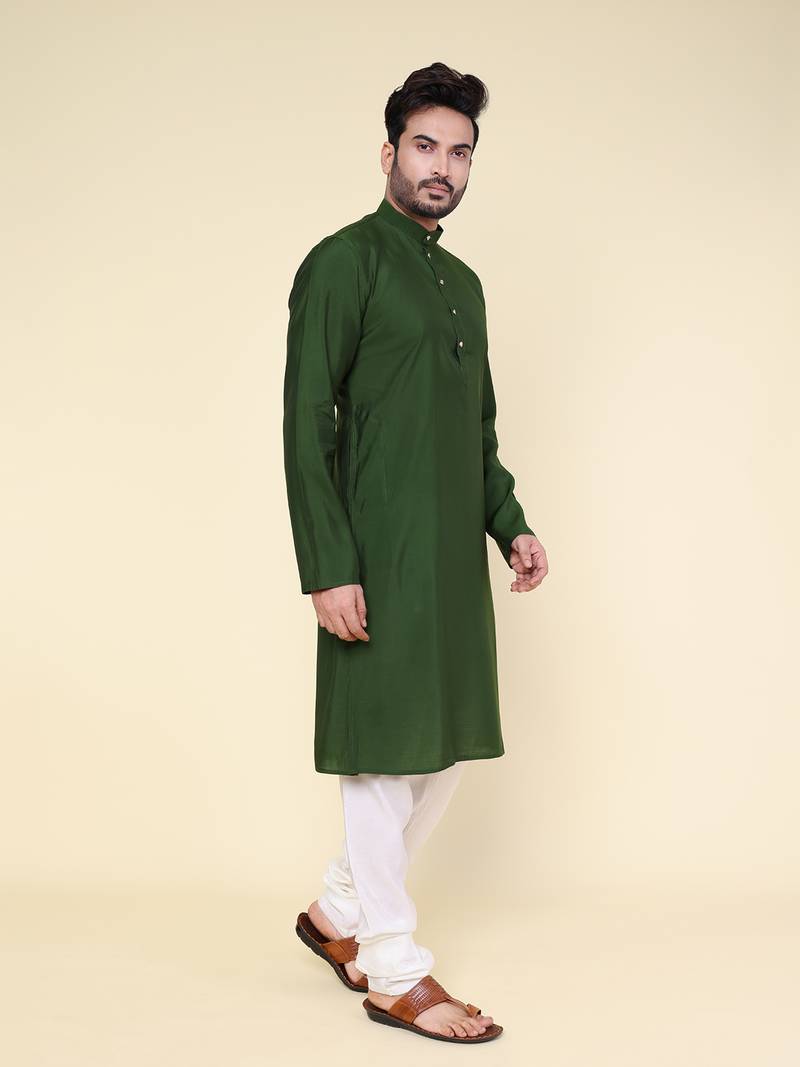 Men's mint green art silk kurta