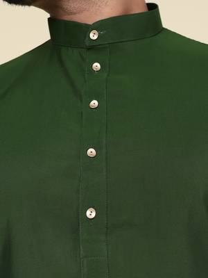Men's mint green art silk kurta 4