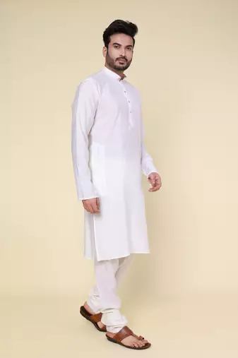 Men's cream art silk kurta