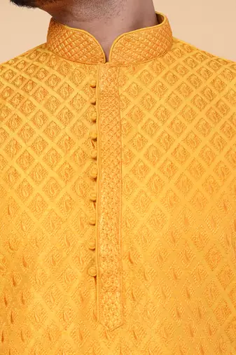 Men's orange silk kurta
