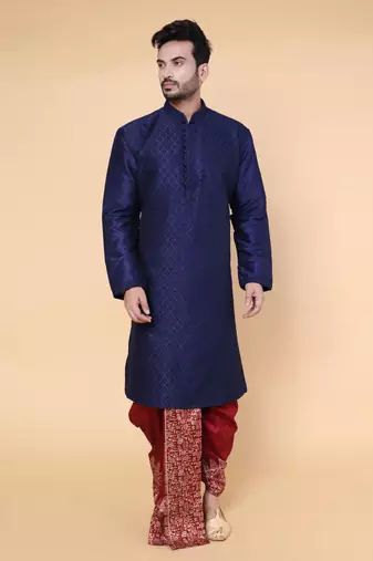 Men's blue silk kurta