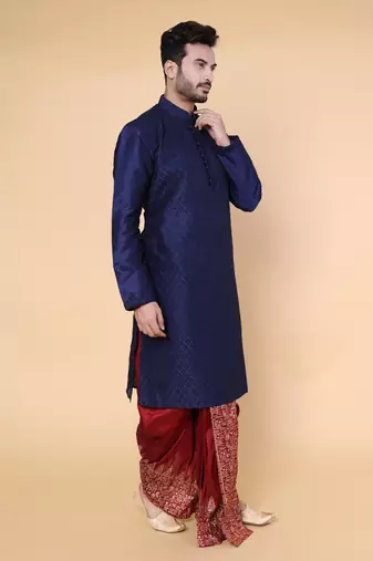 Men's blue silk kurta