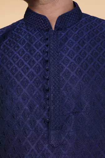 Men's blue silk kurta
