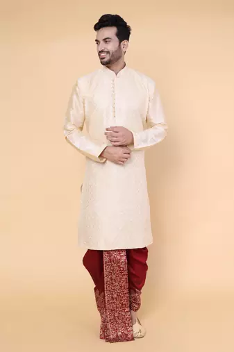 Men's gold silk kurta
