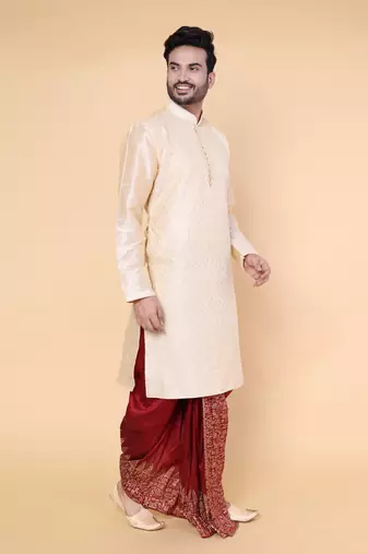 Men's gold silk kurta