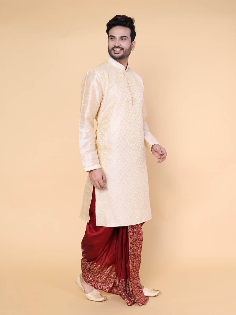 Men's gold silk kurta