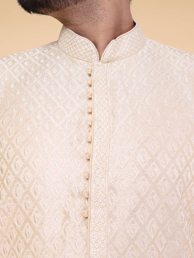 Men's gold silk kurta