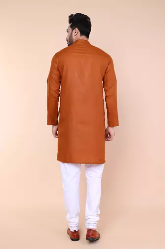 Men's rust cotton kurta
