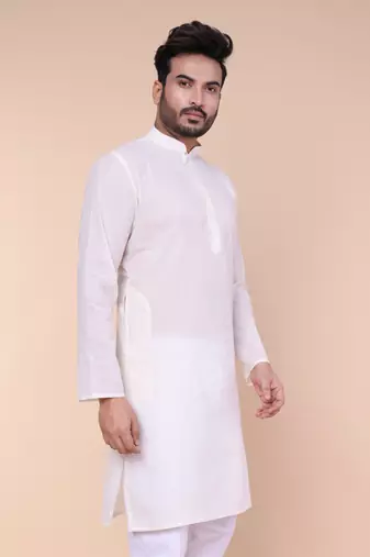 Men's cream cotton kurta