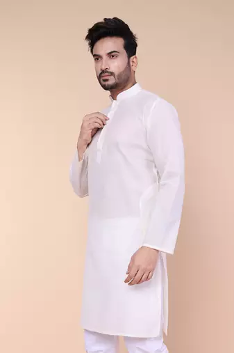 Men's cream cotton kurta