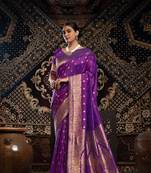 Violet Banarasi silk blend with zari woven design