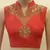 Red chanderi silk handwork blouse