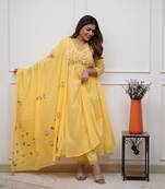 Women embroidery aline kurta with pant and dupatta