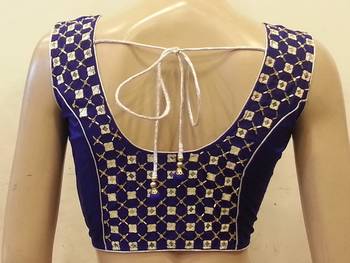 Royal blue mirrorwork blouse 1
