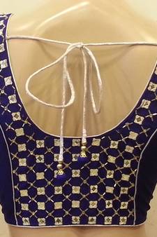 Royal blue mirrorwork blouse