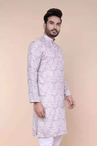 Men's multi colour cotton silk kurta