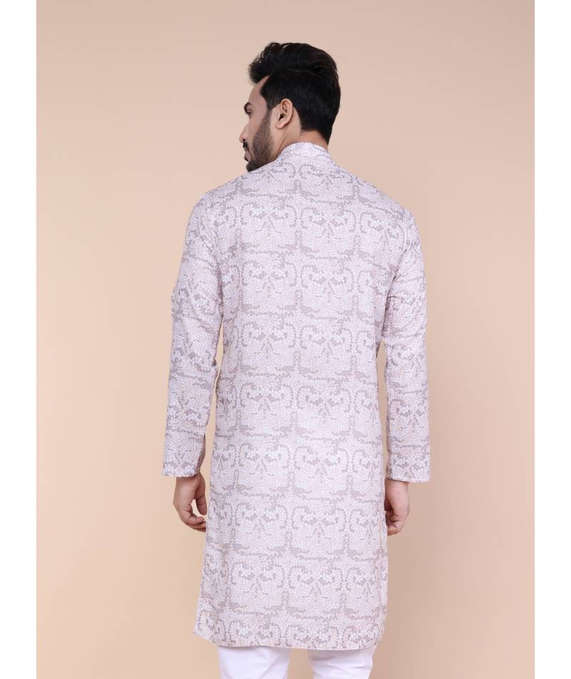 Men's multi colour cotton silk kurta